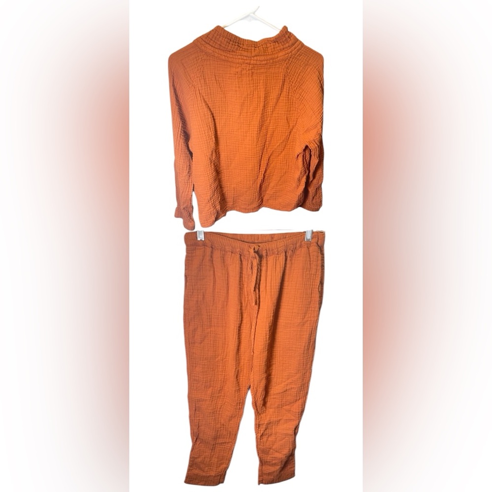 Xirena‎ Women's Two Piece Cotton Gauze Rust Orange Cowl Neck Drawstring Size S/M